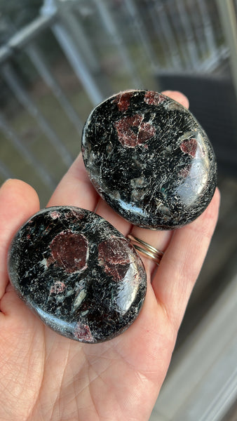 Garnet in Tourmaline Palm Stones