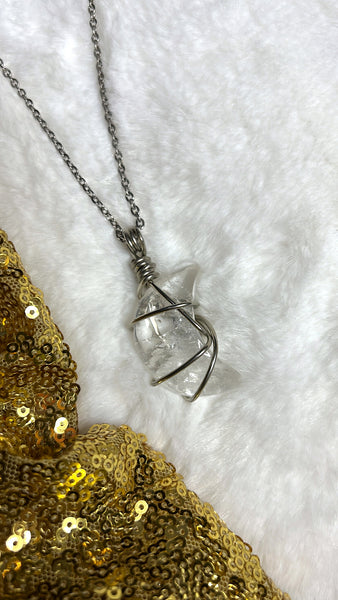 WIRED Clear Quartz Moon Necklace