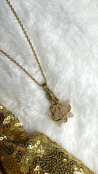 WIRED Rose Quartz Star Necklace